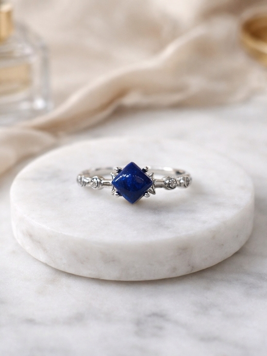 The Unbranded Brand Jewelry - ✨️Lapis Lazuli Adjustable Ring Silver Tone✨️